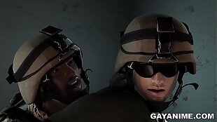3D ridicule soldier gets fucked in the ass by an ebony hunk