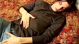 Emo twink wanking his dick until he gets cumshot on face
